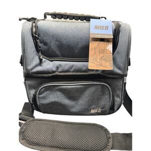 MIER Dual Compartment Insulated Cooler Lunch Bag with Pockets & Adjustable Strap